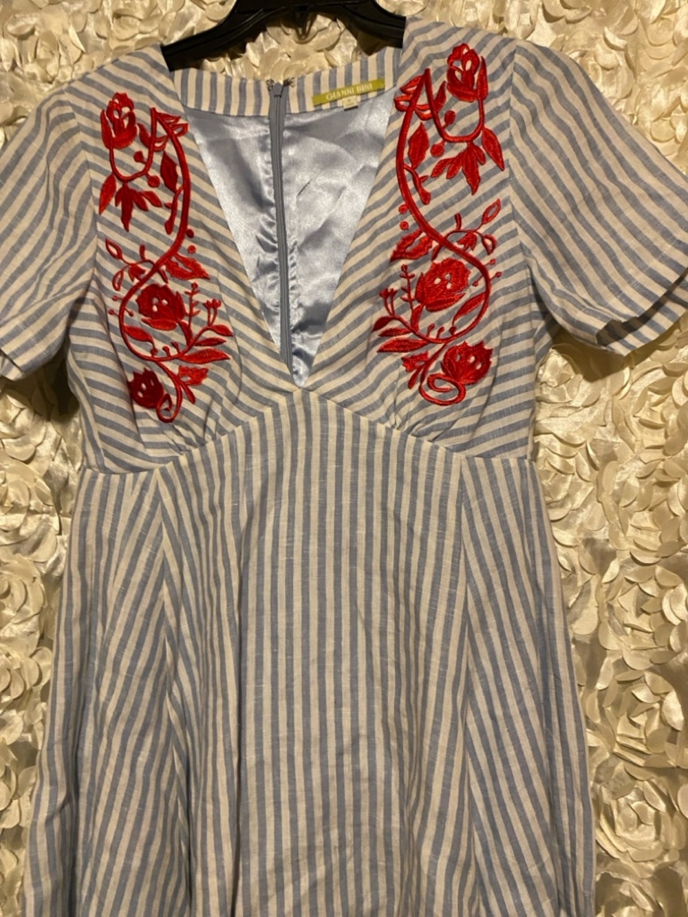 Gianni Bini Blue and White Striped Linen Dress